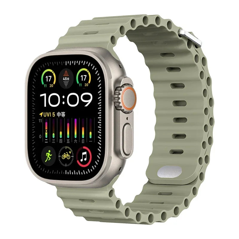 Ocean Silicone Strap For Apple Watch UItra 3 1 2 49mm 10 9 8 7 11 46mm 42mm 45mm 41mm Bracelet Wristband iWatch 6 5 4 SE3 44mm