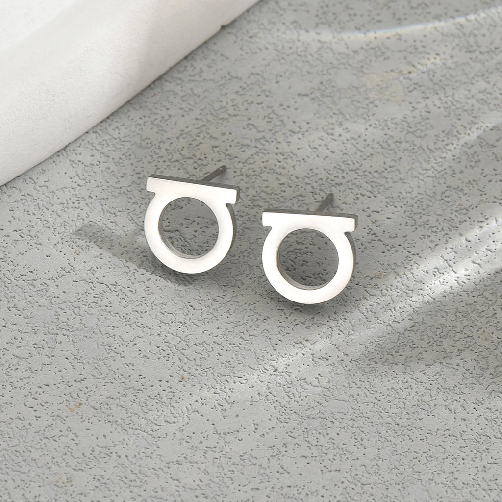 Simple Smooth / Shiny Crystal Small Stud Earrings Silver/Gold Color Tiny Posting Earrings Women's Minimalist Luxury Jewelry