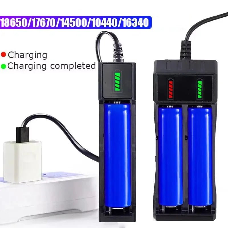 18650 Battery Charger 1/2/4 Slots Dual 18650 Charging 3.7V  Rechargeable Lithium Battery USB Charger For 16340 14500 18650