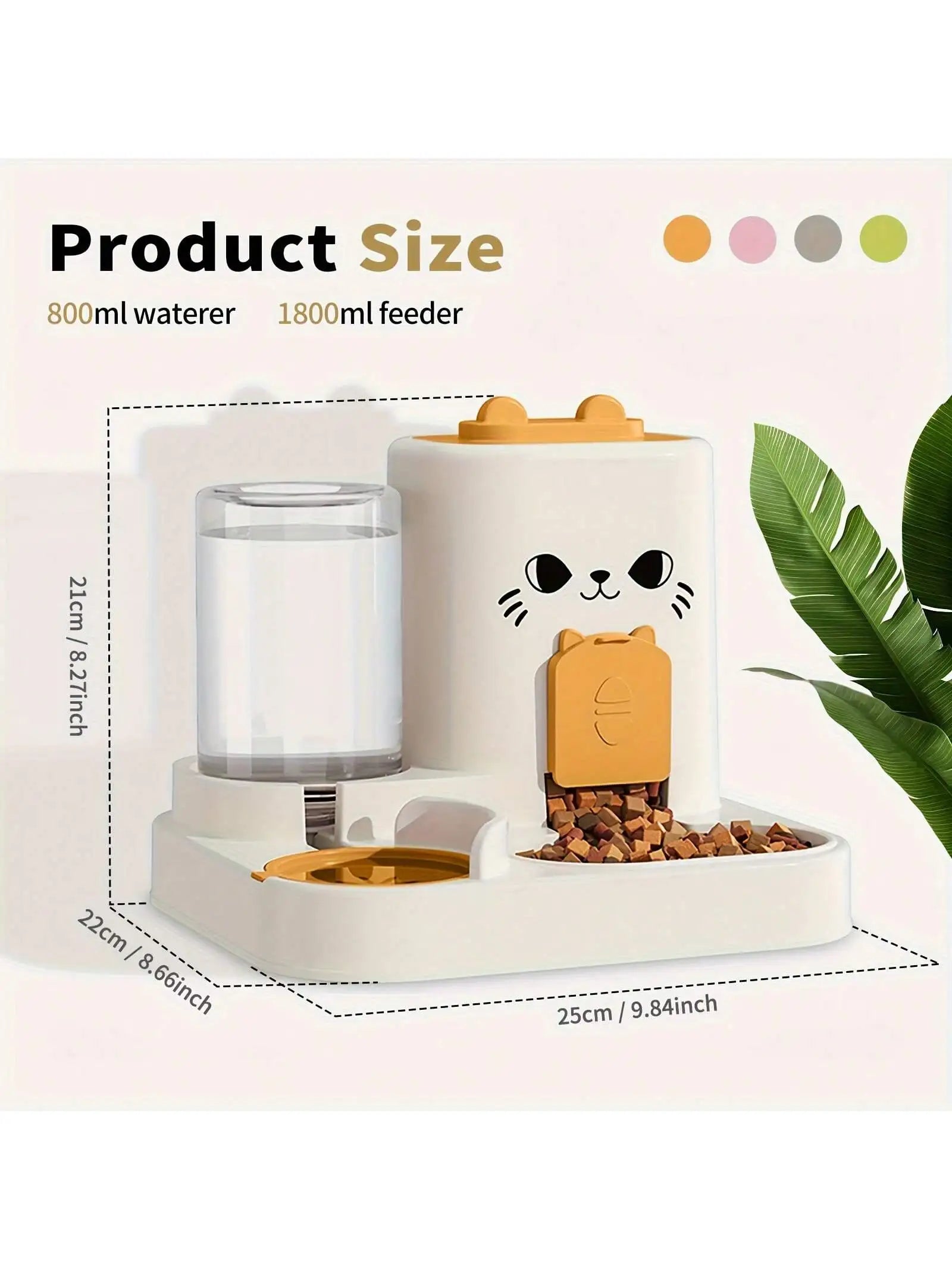 2-In-1 Cat Food And Water Dispenser, All-In-One Fully Automatic Feeder And Water Dispenser, Cute Pet Water Bottle, Durable And Easy To Clean