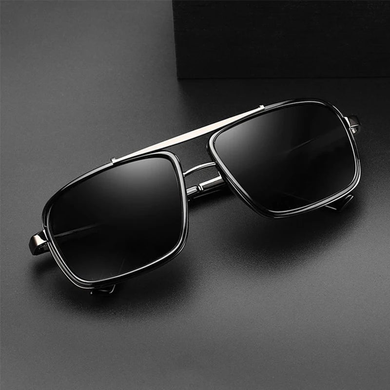 1/2/3PCS New Style Stylish  Retro Car Sunglasses Thickened Double Beam Punk Men's Metal Sunglasses 877
