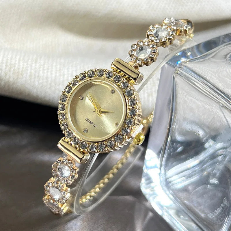 Fashion Rhinestone Women Watches Diamond Flowers Bracelet Ladies Quartz Wristwatch