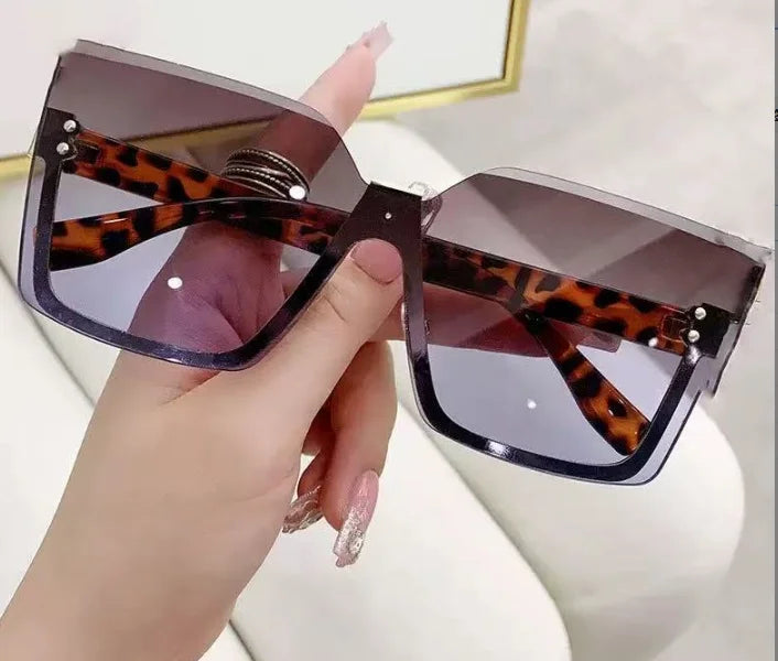 New European And American Style Half-frame Metal Sunglasses Fashion Slim Women's Sunglasses Anti-uv Glasses