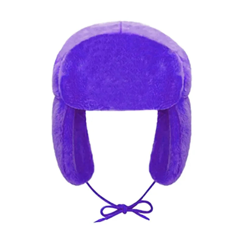 Fashion Dopamine Aesthetic Warm Ear Protection Hat Autumn Winter Street Casual Warm Windproof Caps Solid Color Tie Bomber Hat