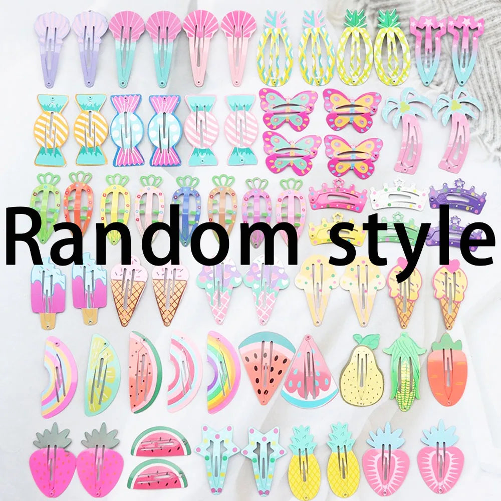 Korean Style Women Hair Accessories Cartoon BB Hair Clip Flower Hairclip Cute Headdress Print Alloy Hairpins for Girls
