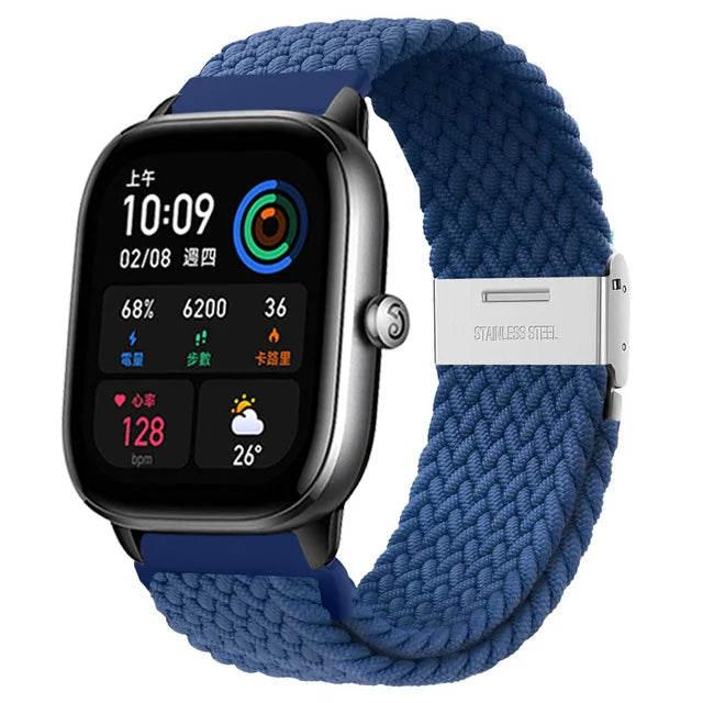 20mm 22mm Braided solo loop For Amazfit GTS 4/2/2e/GTS2 Mini/GTR 4/2/2e/3/Pro 47mm stratos Bracelet Watch band Amazfit bip strap