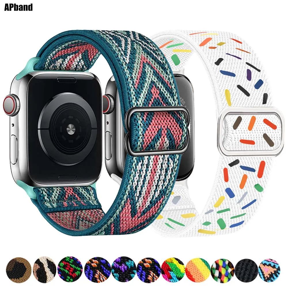 Scrunchie Strap for Apple Watch Band 45mm 44mm 40mm 41mm Adjustable Nylon Bracelet iWatch Series Ultra 3 4 5 SE 6 7 8 9 10 11