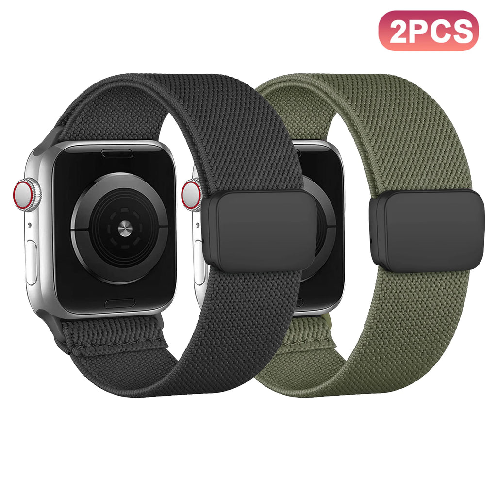 Magnetic Loop For Apple Watch Band 40mm 44mm 45mm 49mm 41mm 38mm Nylon sport bracelet iwatch ultra 3 2 Series 11 10 9 8 se strap