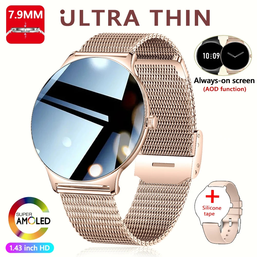 ChiBear Ultra Thin Fashion Smart Watch Women Screen Always Display Time Sports Bracelet Bluetooth Call AMOLED Smartwatch Woman
