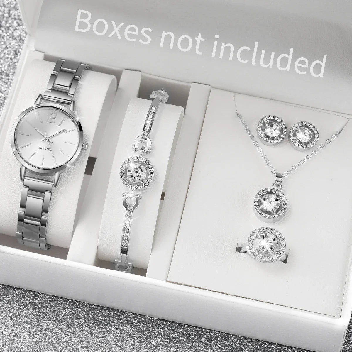 6PCS/Set Fashion Women Watches Luxury Analog Quartz Watch for Women Rhinestone Jewelry Set Reloj Mujer Girls Clock（Without Box）