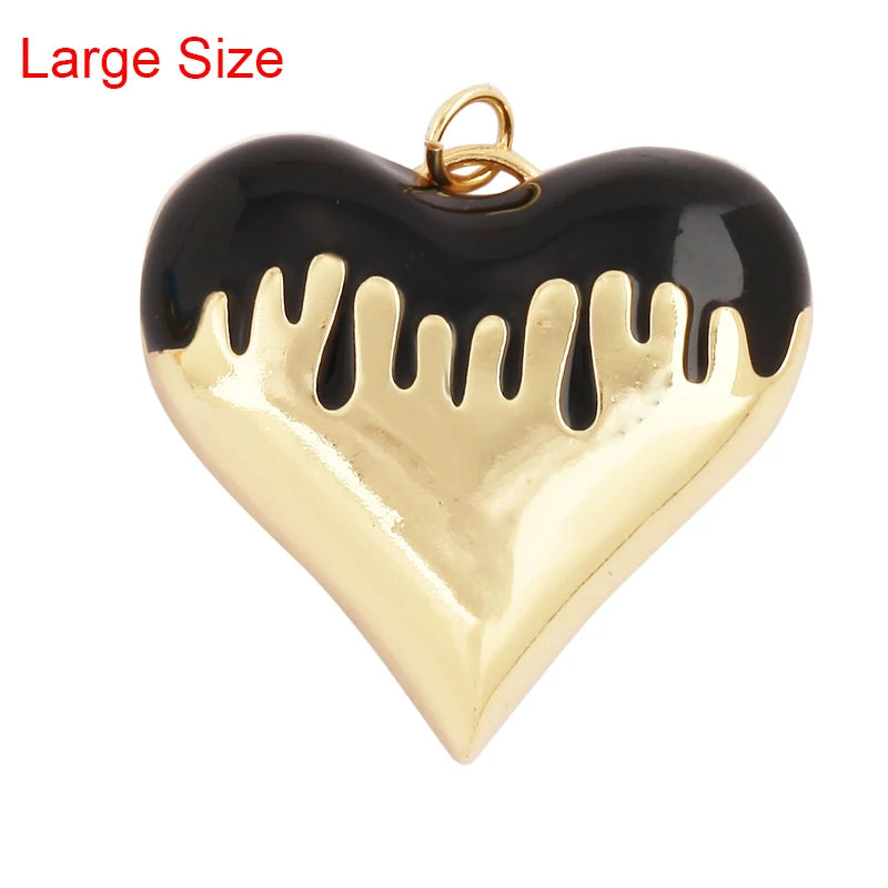 Enamel Flowing Heart Charm Pendant Valentine Gift,18K Real Gold Plated Colour,Necklace  Pendant for Handmade Jewelry Supply M92