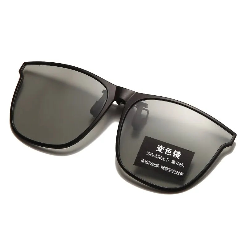 Clip On Sunglasses Men Photochromic Car Driver Goggles Night Vision Glasses Anti Glare Vintage Square Glasses