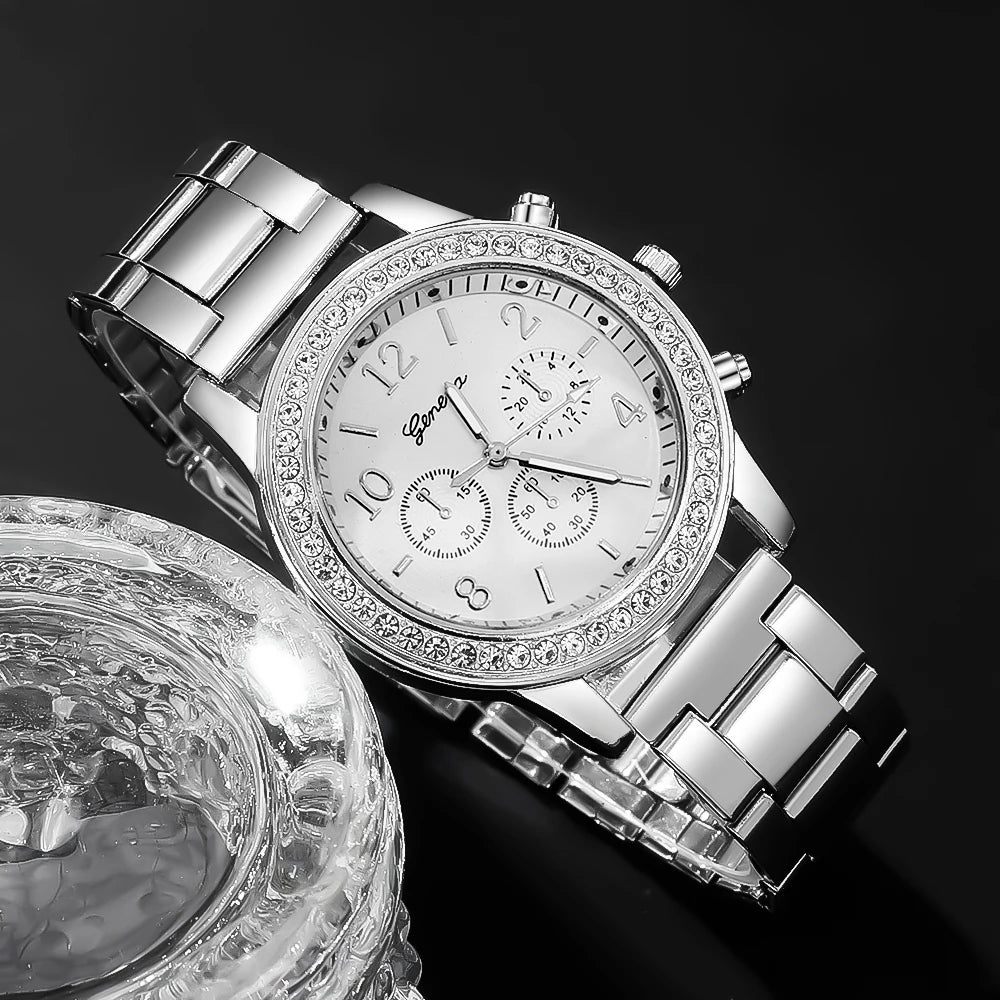 6-piece women's watch+accessory set, new fashionable watch+elegant accessories, the best choice for gift giving