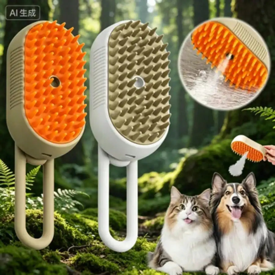 4-In-1 Steam Brush For Cats – Self-Cleaning Comb For Long And Short Hair Cats And Dogs, Steam Pet Brush For Hair Removal, Vibrating Message, Grooming & Relaxation