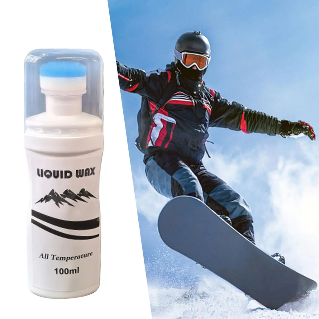 100ml Liquid Ski Wax with Applicator Long Lasting Glide & Protection for Skis & Snowboards, Easy Rub-On Formula for Home Tuning