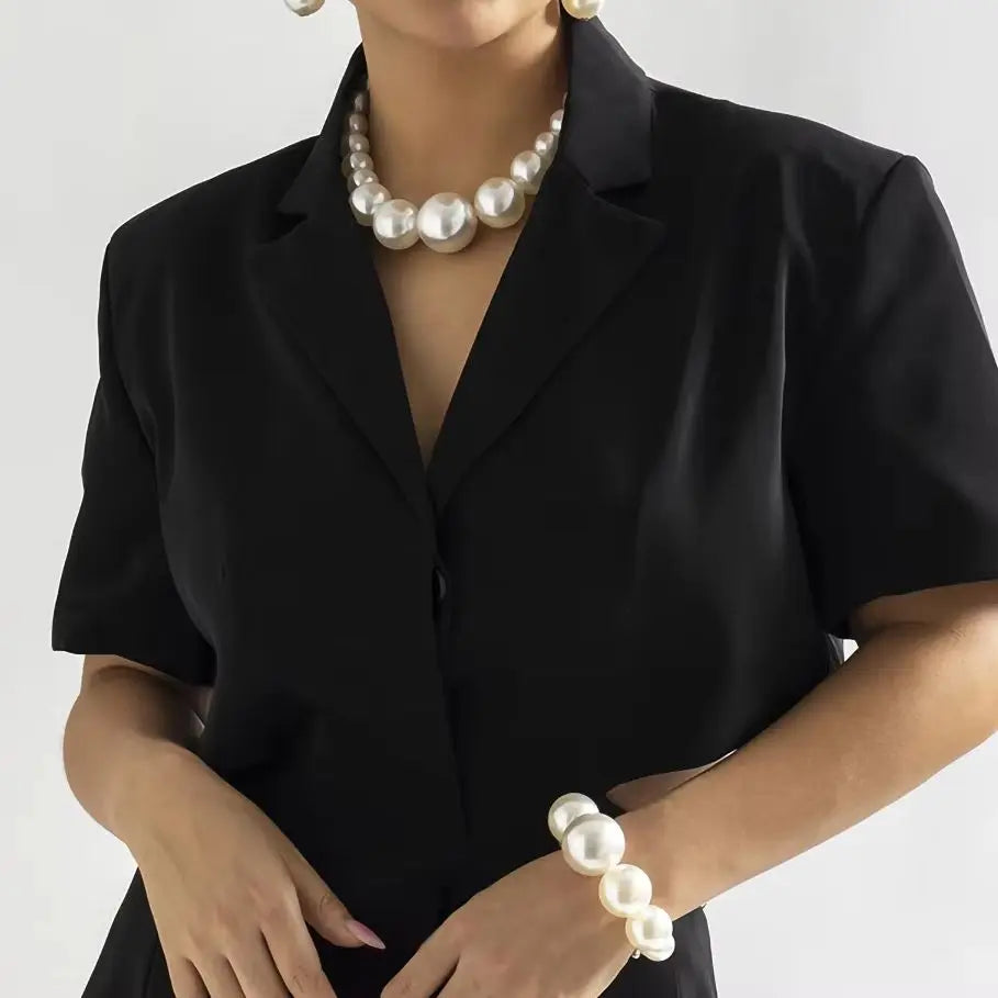IngeSight.Z Exaggerated Big Imitation Pearls Choker Necklace for Women Personality Elegant White Pearl Beaded Bride Jewelry 2025