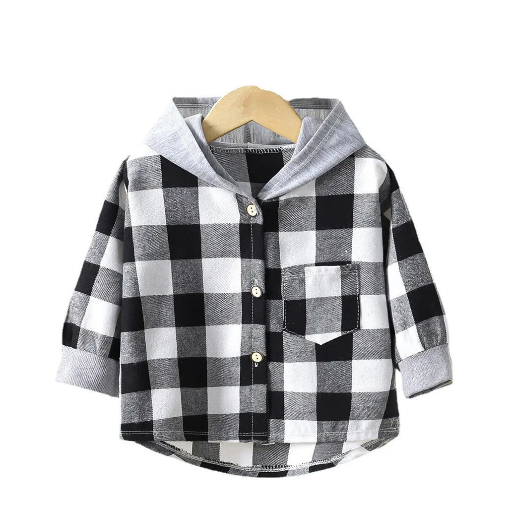 Rainbow Angel Children's Hooded Shirts Kids Clothes Baby Boys Plaid Shirts Coat for Girls Long-Sleeve Jacket Bottoming Clothing