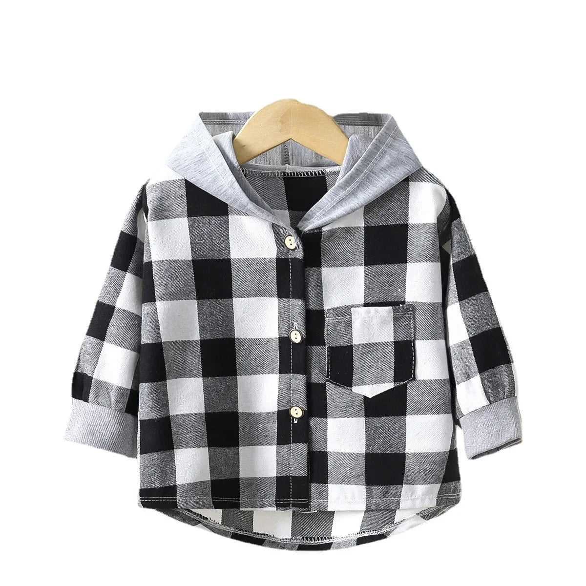 Rainbow Angel Children's Hooded Shirts Kids Clothes Baby Boys Plaid Shirts Coat for Girls Long-Sleeve Jacket Bottoming Clothing