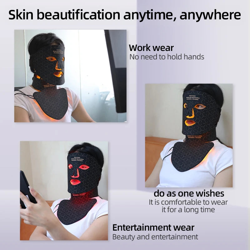 Portable Led Face Mask 4 Colors Red Light Therapy Face Mask 850NM Near Infrared Red Light Photon Therapy Skin Care Face Mask