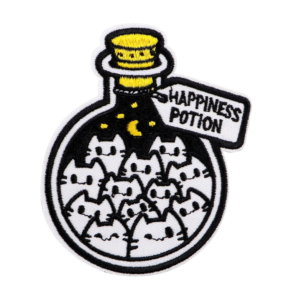 Cute Bottle Black Cats Embroidered Patches for Clothing Jackets Cartoon Patch DIY Iron on Patches Applique Accessories Sticker
