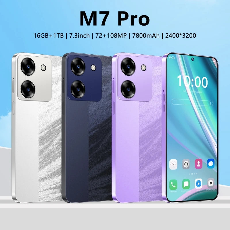 M7 Pro 12GB+512GB Smartphone 7.3inch 7800mAh 72+108MP Dual Android14 Cellphones Snapdragon8 gen3 SIM 5G Mobile phone AB22