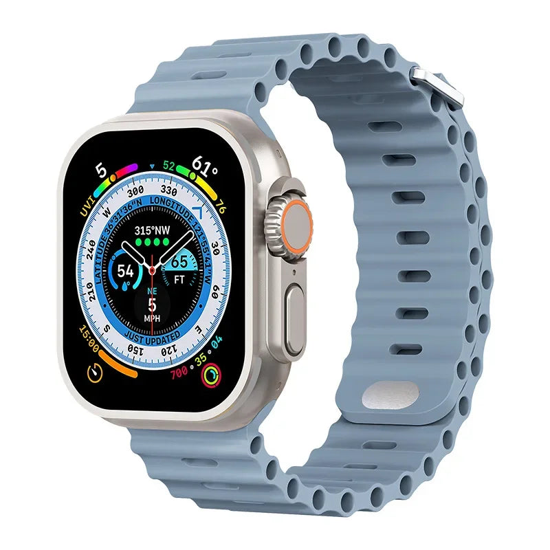 Ocean Strap For Apple Watch Ultra 3/2 Band 49mm 11 10 9 8 7 46mm 45mm 41mm Silicone Bracelet Belt iWatch 6 5 4 SE 44mm 42mm band