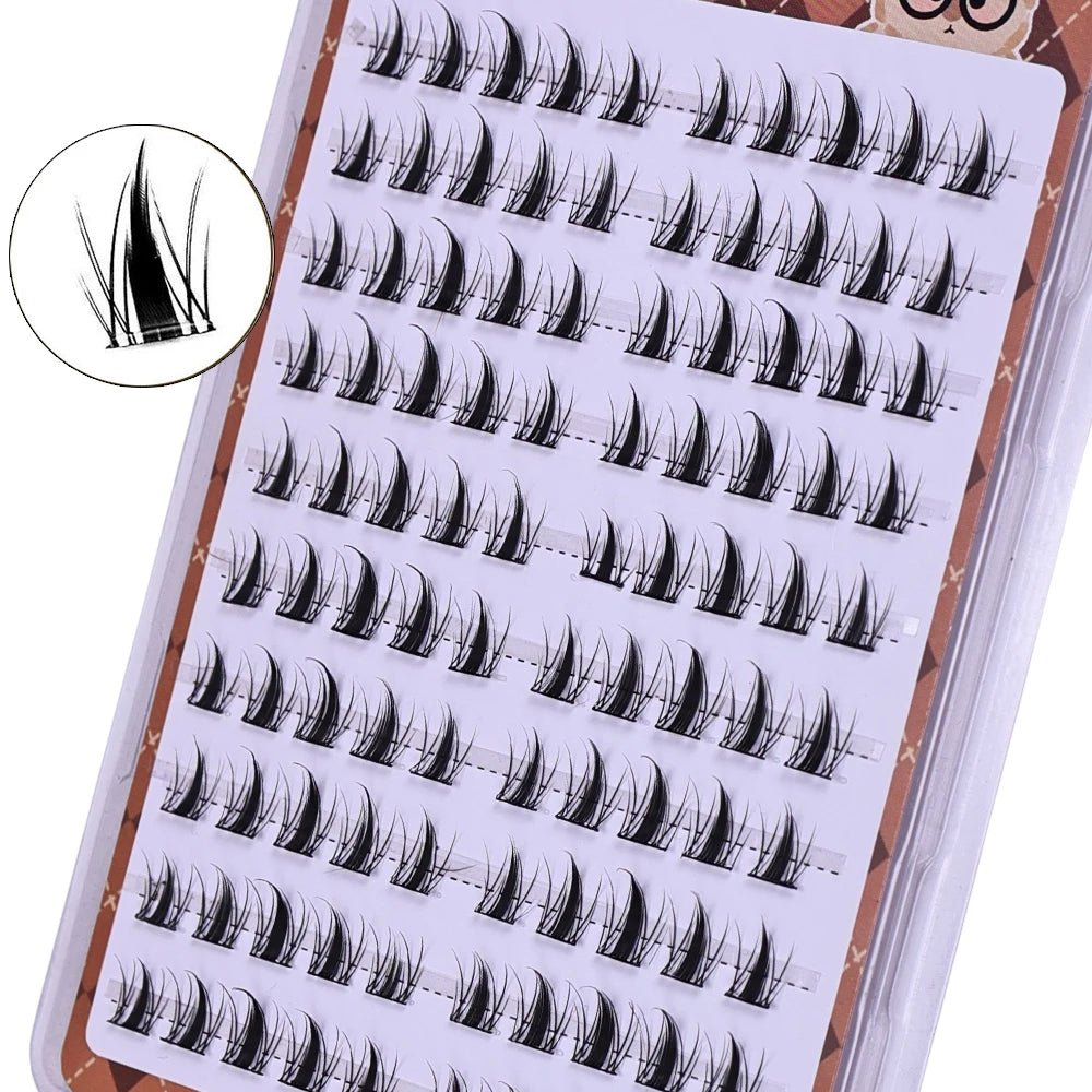 DIY Self-Adhesive Cluster Lashes 10 Rows/Box, Glue-Free Manga Style Sectioned Eyelashes Natural Look