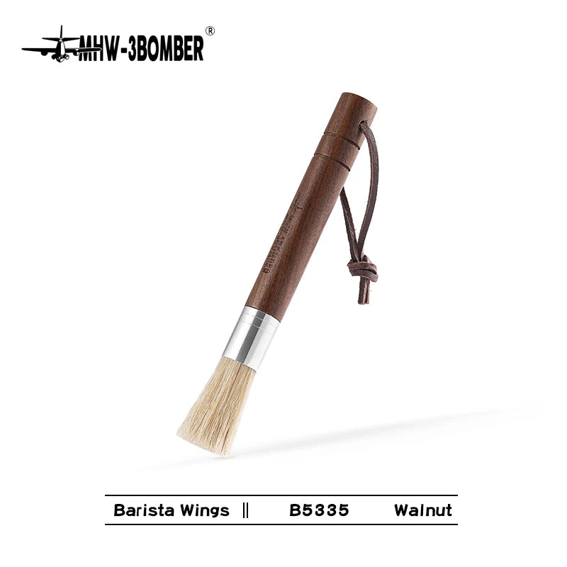 MHW-3BOMBER Coffee Grinder Cleaning Brush Dusting Espresso Brush Accessories for Home Barista Kitchen Tool Wood Handle & Natural