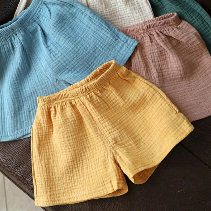Baby Cotton Linen Shorts Summer New Children's Solid color Short Pant Boys Girls Thin Short Pants Girls Boy Clothing