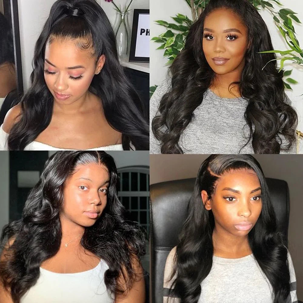 46 Inch 13x4 Lace Front Human Hair Wigs Body Wave 200 Density Remy Hair Glueless Wig Natural Color For Black Women Pre Plucked