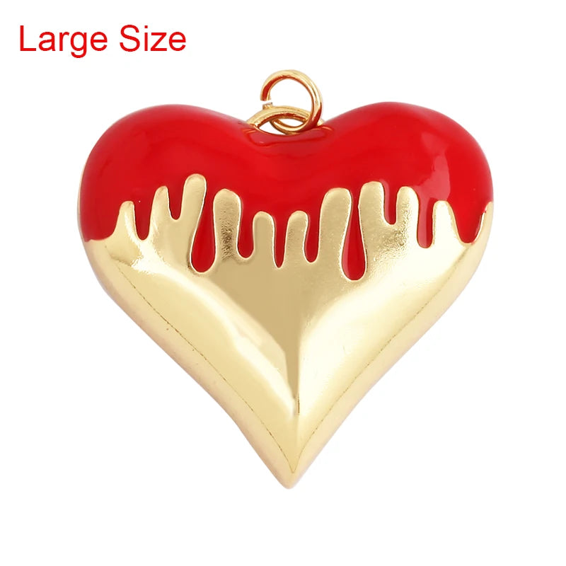 Enamel Flowing Heart Charm Pendant Valentine Gift,18K Real Gold Plated Colour,Necklace  Pendant for Handmade Jewelry Supply M92