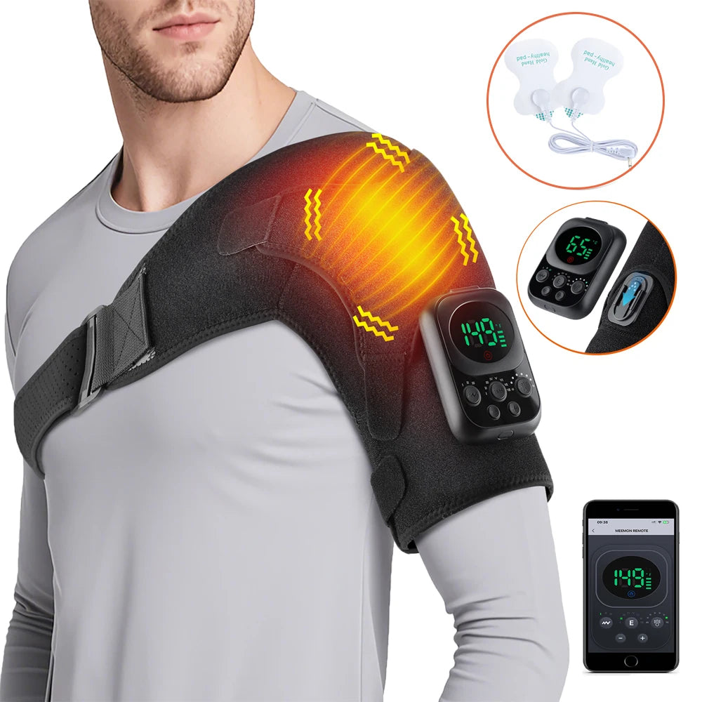 Electric Heating Shoulder Brace LED Display Vibration Shoulder Massage Support Belt Strap For Joint Brace Care Muscle Relaxation