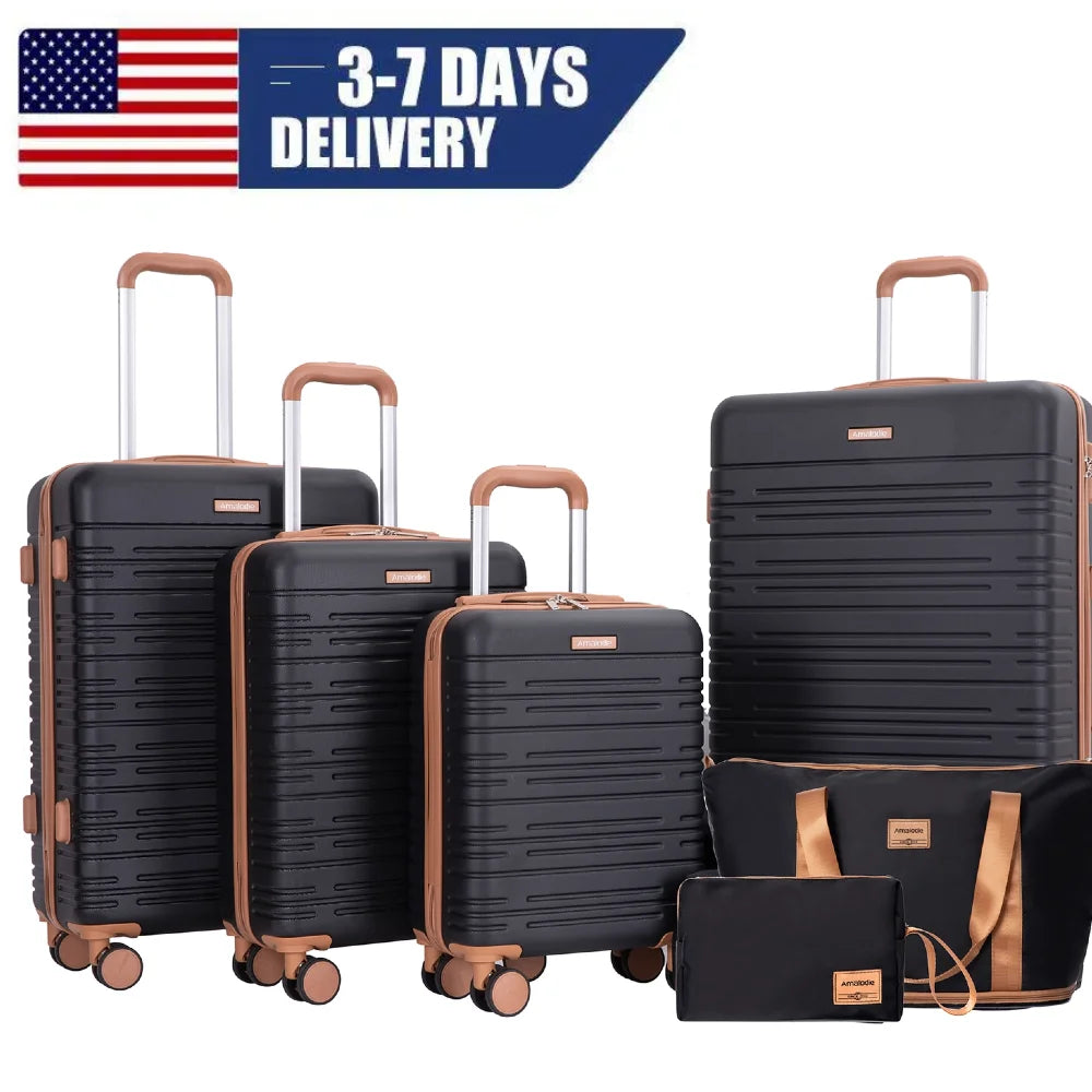Luggage Sets 6 Piece, Suitcases with Double Spinner Wheels and TSA Lock, Hardcase 6 Set 16/20/24/28 Luggage with Travel Duffle Bag