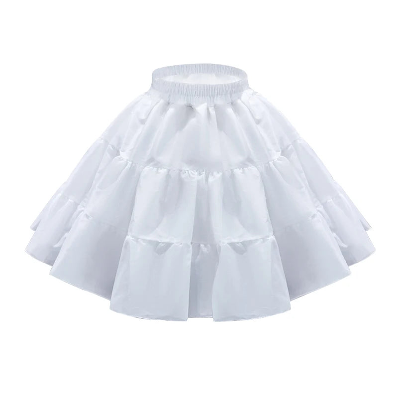 Women Girls Short Crinoline Petticoat Adult Elastic Waist Underskirt for Wedding Dress Cosplay Big Hem Dress White Skirt