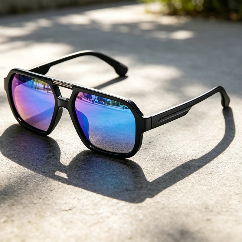 Polarized Pilot Sunglasses Men Women 2026 Retro Square Double Bridge Vintage Sun Glasses UV400 Driving Outdoor