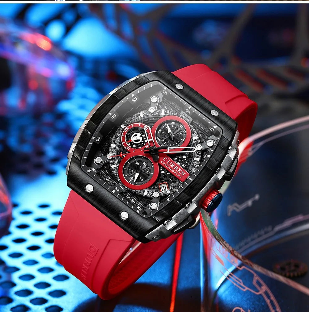 CURREN 8442 Top Brand Men's Watches Luxury Square Quartz Wristwatch Waterproof Luminous Chronograph Watch for Men Date Clock