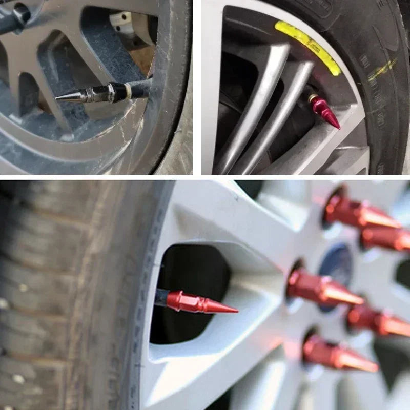 Car Universal NEW 4pcs Bullet Head Screws Valve Caps Personalized Modifications Pointed Valve Tips Bicycle and Motorcycle Tires