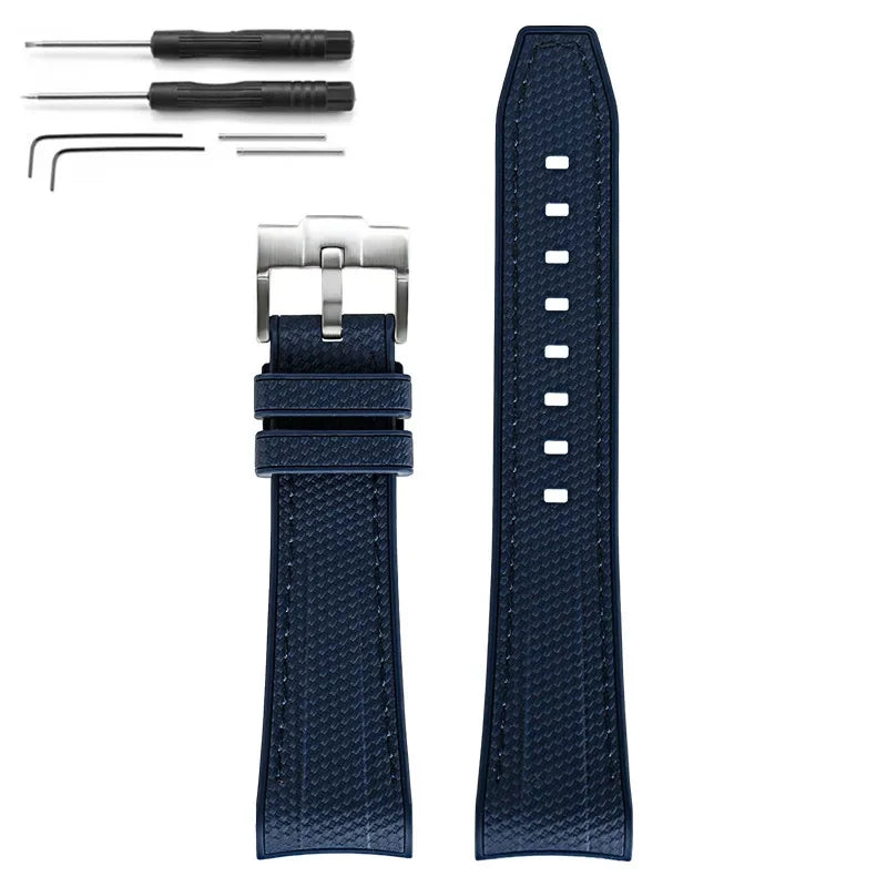Rubber Silicone Watch Band for Swatch X Blancpain GREEN ABYSS Curved End Waterproof Sport Woven Pattern Strap Bracelet 22mm