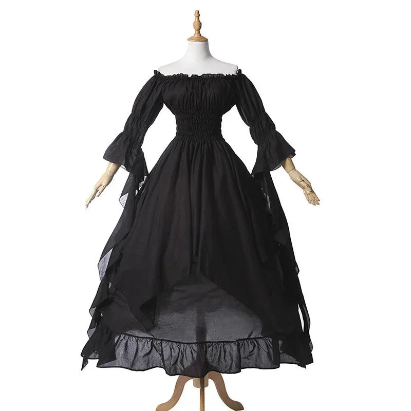 White Victorian Medieval Renaissance Long Dress Plus Size Women Cosplay Halloween Costume Princess Gown Vintage Gothic Dresses