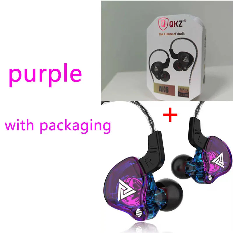 NEW KZ AK6 Copper Driver HiFi Wired Earphone 3.5MM Race Sport Headphone Bass Stereo Headset Music Earbuds In Ear With Mic