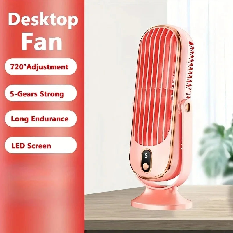 1 Portable Air Conditioning Fan, Large Battery Dual Motor Household Small Air Cooler, 5-speed 720 ° Surround Air Cooling Fan
