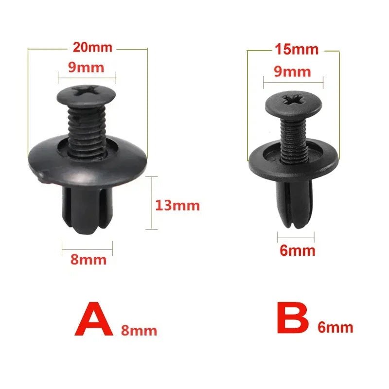 KKJOY Car Plastic Rivets Fasteners 8mm/6mm Bumper Fender Screws Clips 8mm Hole Auto Push Pin Clip Accessories for Vehicle Repair