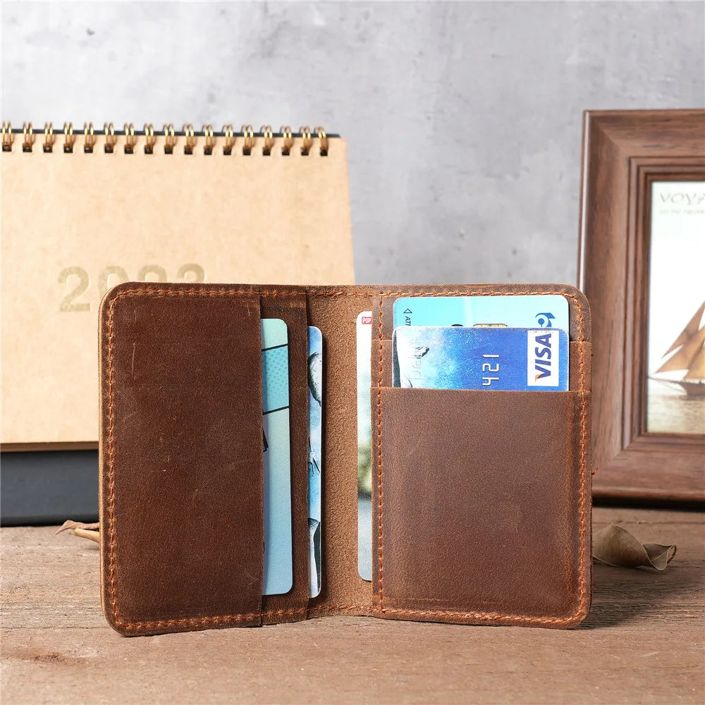 Unisex Genuine Leather Rfid Credit Card Holder Wallet for Women Vintage Small Slim Bifold Men Multi Card Holder Case Purse