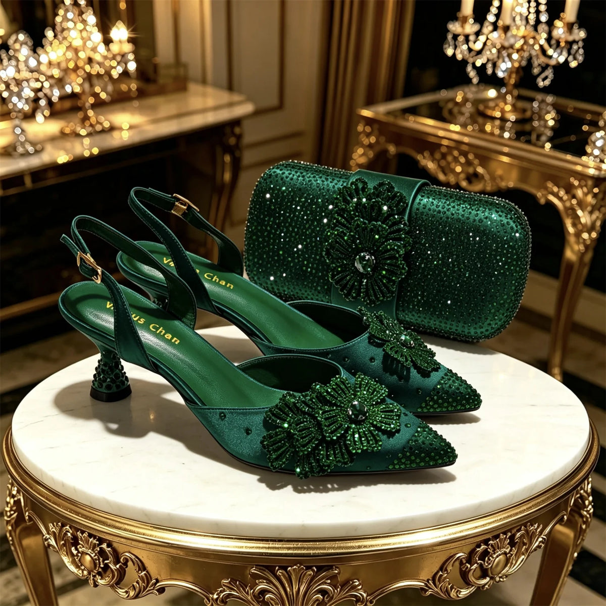 New Design Women Nigerian Italian Shoes and Bags Set Decorated with Rhinestone Women Shoes and Bags To Match Set Italy Lady