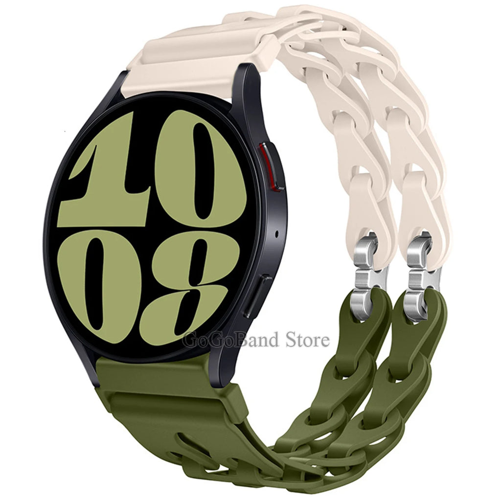 22mm 20mm Chain Strap for Samsung Galaxy Watch 7 6 5 4 6Classic Silicone Band for Huawei GT4 3Pro for Amazfit GTR 4/GTS Bracelet