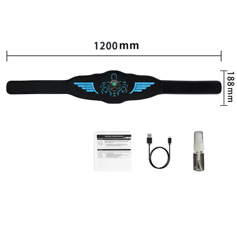 EMS Abdominal Toning Belt Muscle Toner Abs Trainer Electric USB Recharge Body Waist Massager Weight Loss Fitness Equiment Unisex