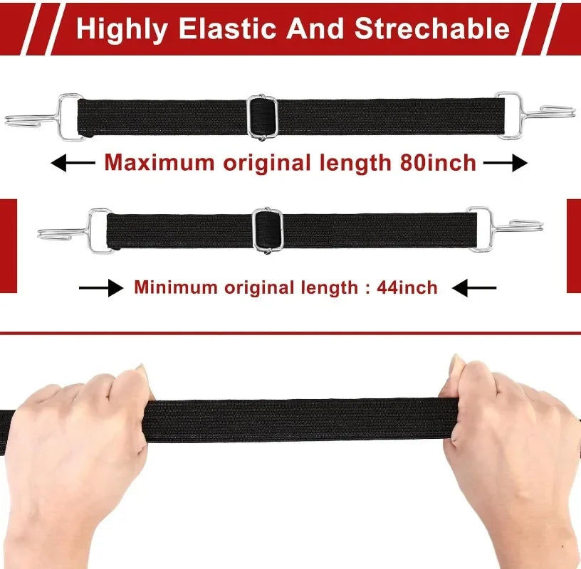 1-2 Meters Adjustable Rubber Rope Belt Hook, Heavy-duty Elastic Long Bungee Jumping Belt, Anti-rust Metal Buckle Luggage Rope