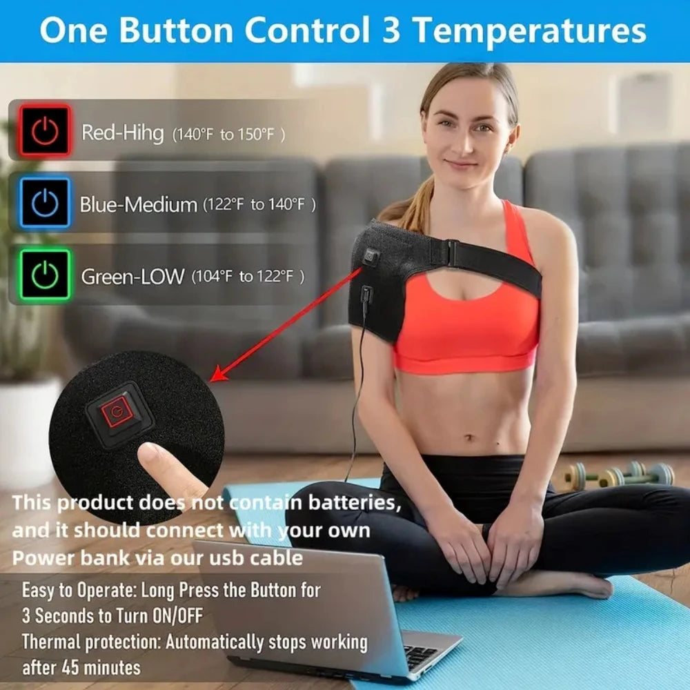 1PCS Adjustable Electric Heating Shoulder Massager For Men And Women - Relaxation And Promote Circulation With Heated Pads