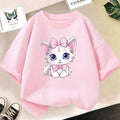Kids Lovely Cat Pet Animal T Shirt Fashion Summer Girls Cute Casual Top Short Sleeve Tshirts Children Cartoon Graphic Tee