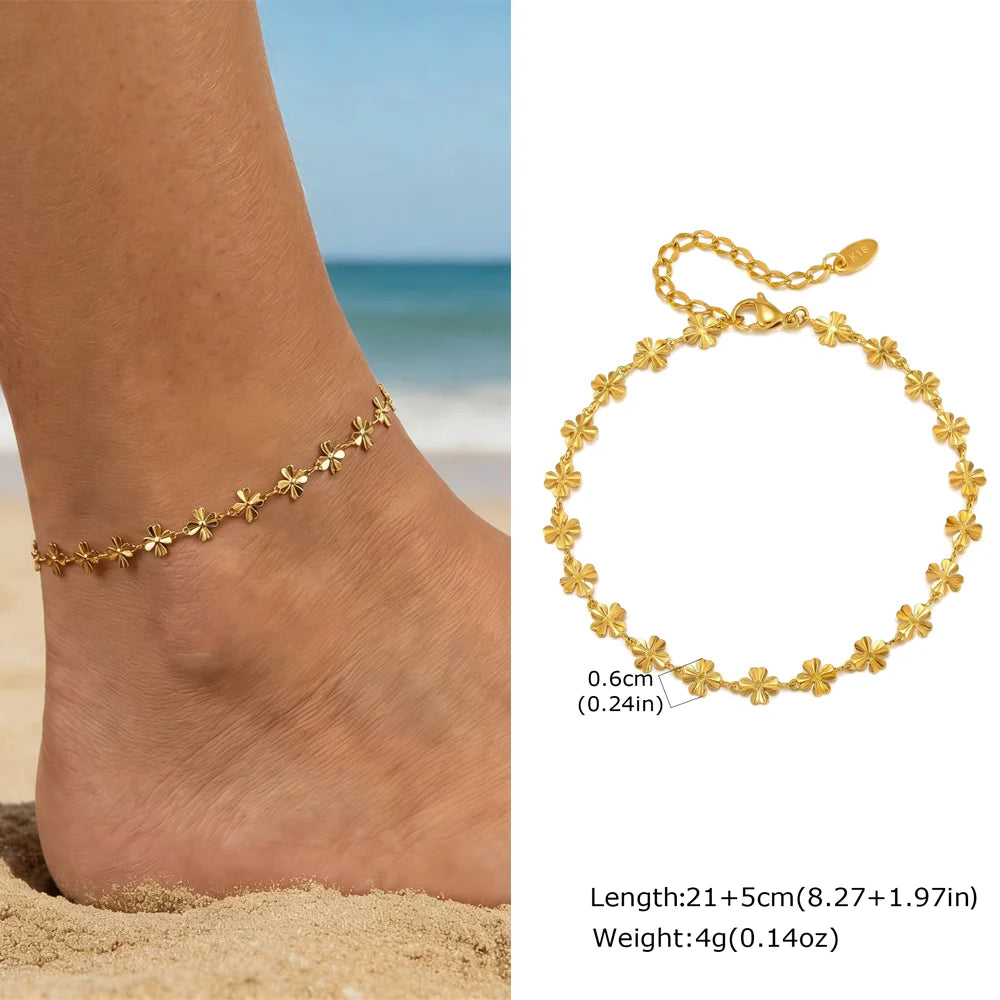 Stainless Steel Heart Anklets for Women, Gold Plated Delicate Anklet Bracelet, Light Luxury Foot Jewelry Party Gifts for Girl